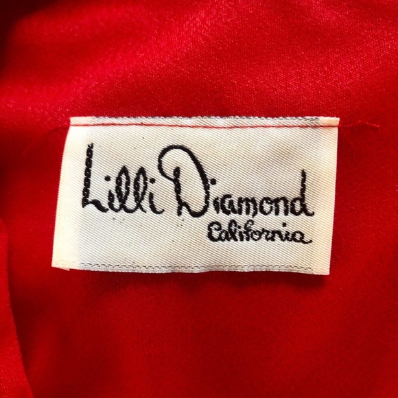 Lilli Diamond Vintage Gown Red Gold Sequin Braid Trim Maxi Dress - Picture 3 of 10